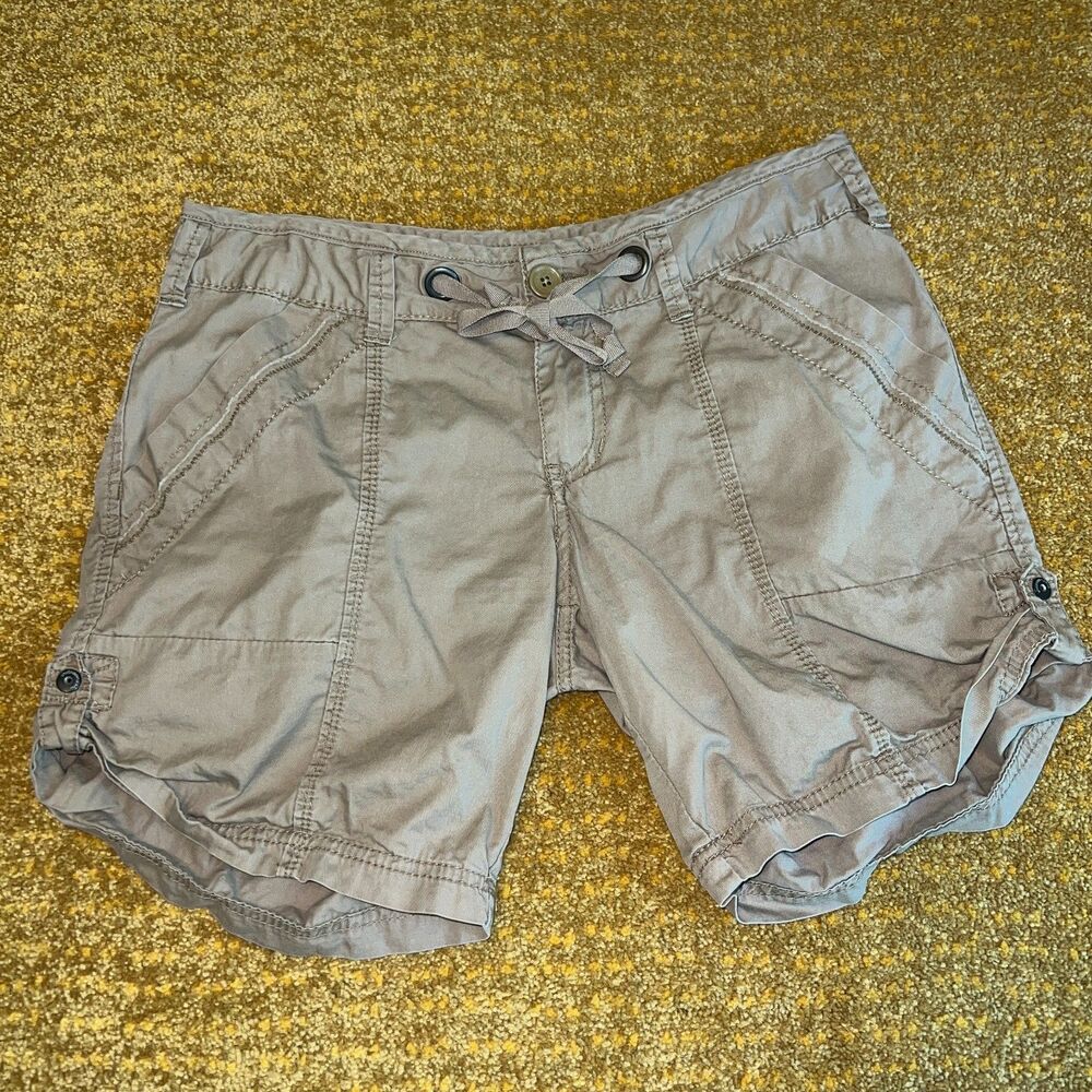 Vintage 00s Y2K Union Bay Khaki Cuffed Hem Cargo Shorts Jr 11 32" Low Rise